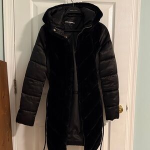 Karl Lagerfeld Black Hooded Puffer Jacket